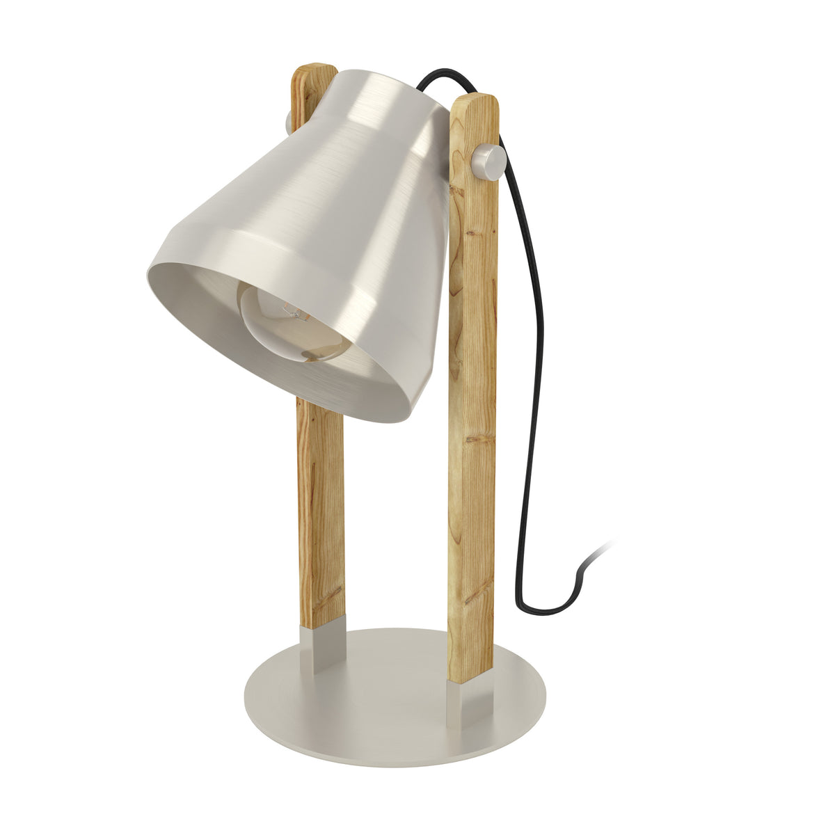 EGLO tafellamp Cawton - e27 - 38 cm - grijs/bruin - hout