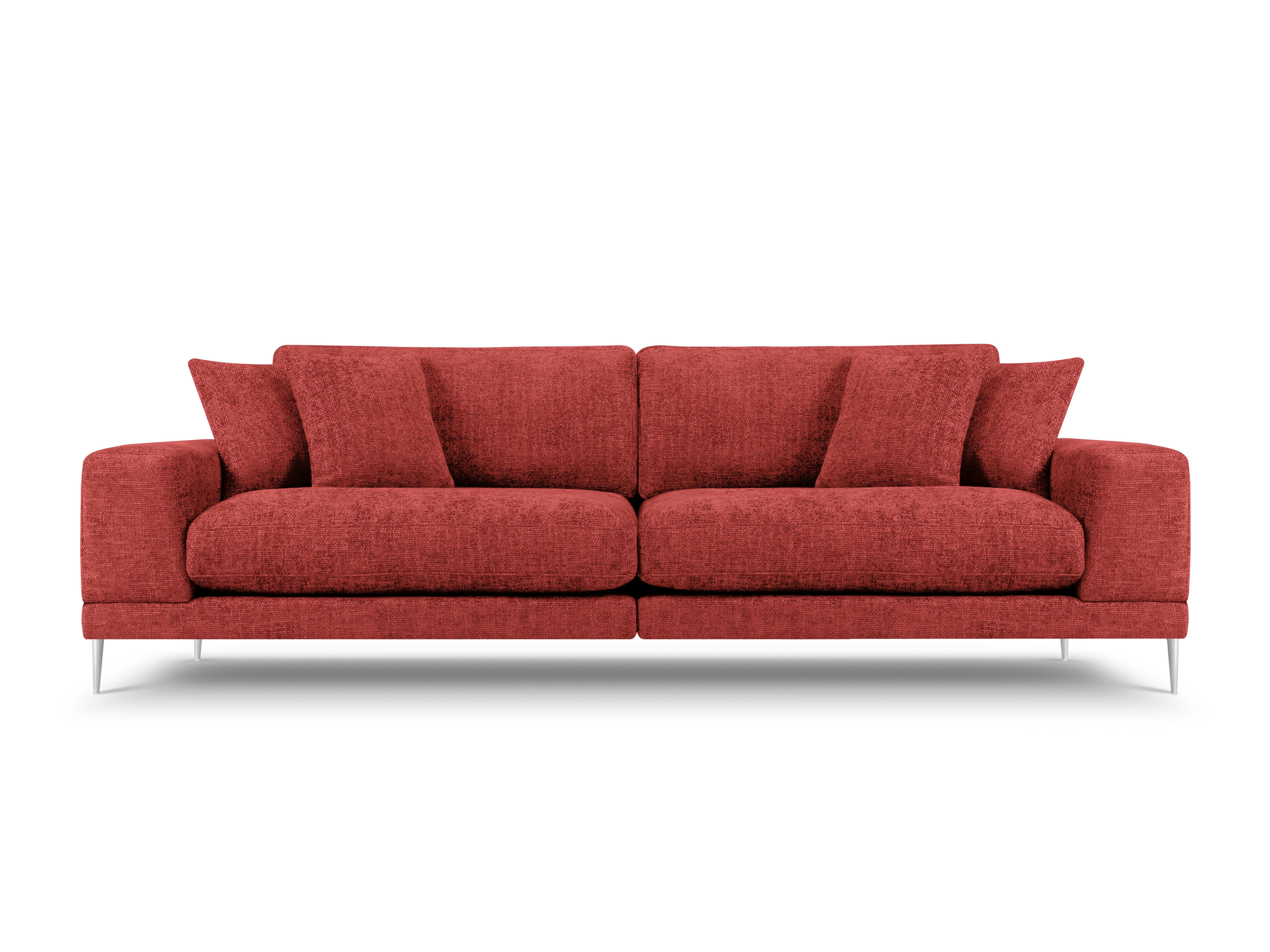 JOG - Canapé 4 places en tissu structuré rouge
