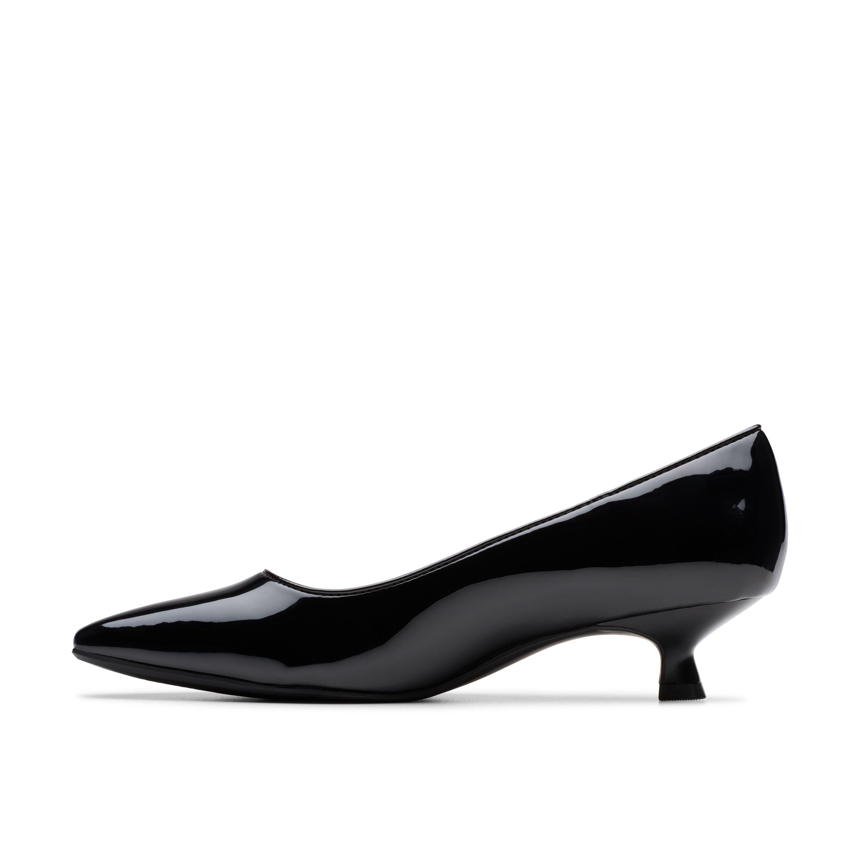 Clarks Scarlyt Piper Black Patent Slip Ons,Heels