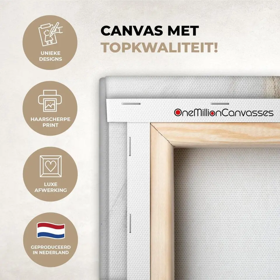 MuchoWow Canvas Schilderij 120x80cm Luxe Abstract Goud Wit