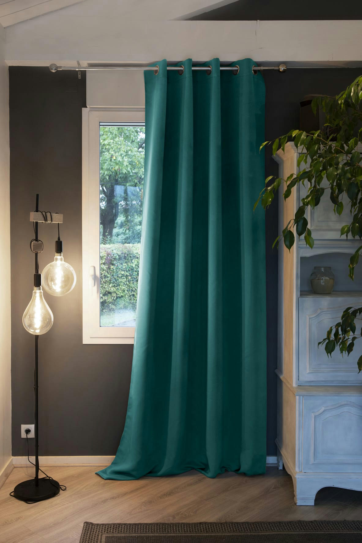 - Rideau occultant polyester bleu 140x260 cm