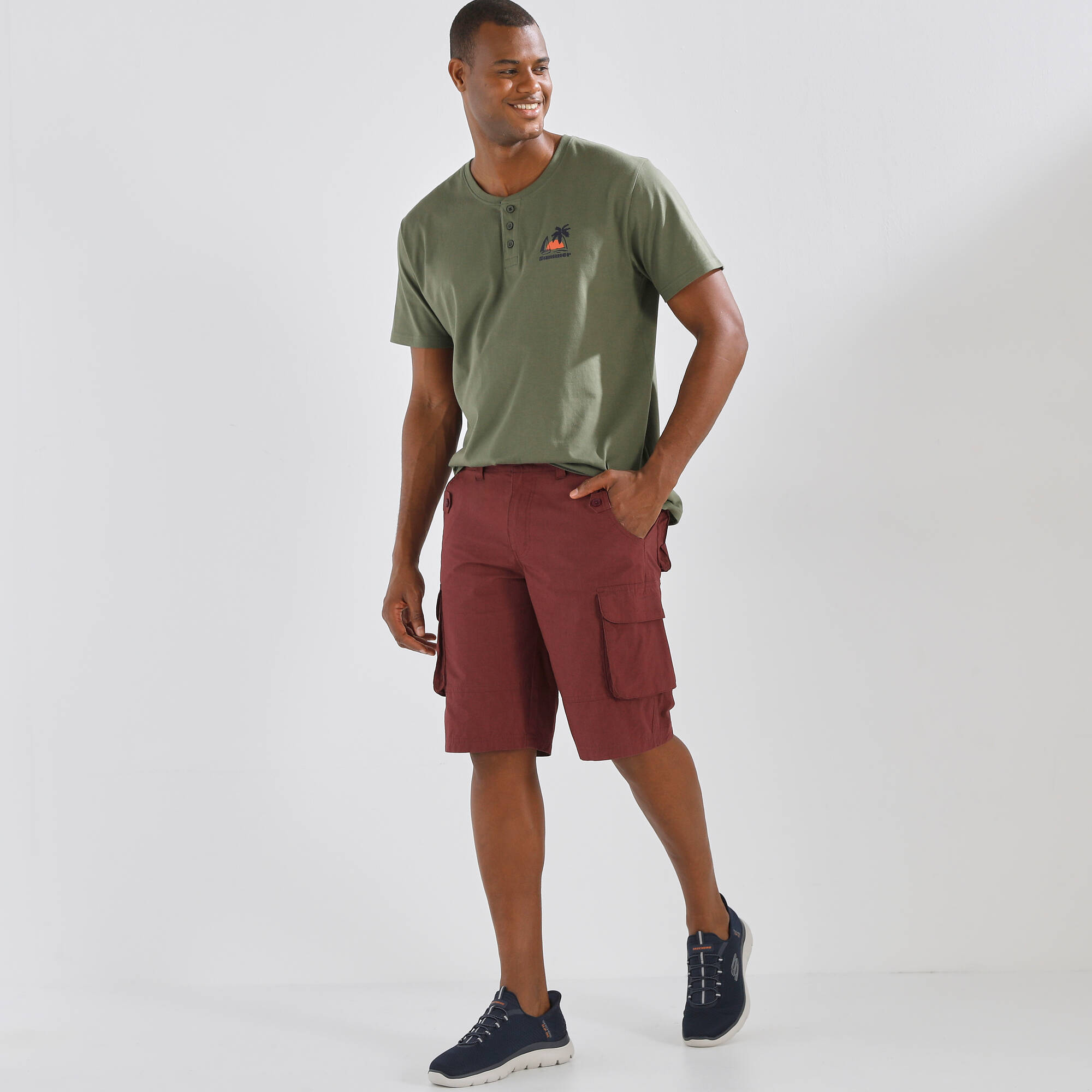 T-shirt col tunisien manches courtes - lot de 2