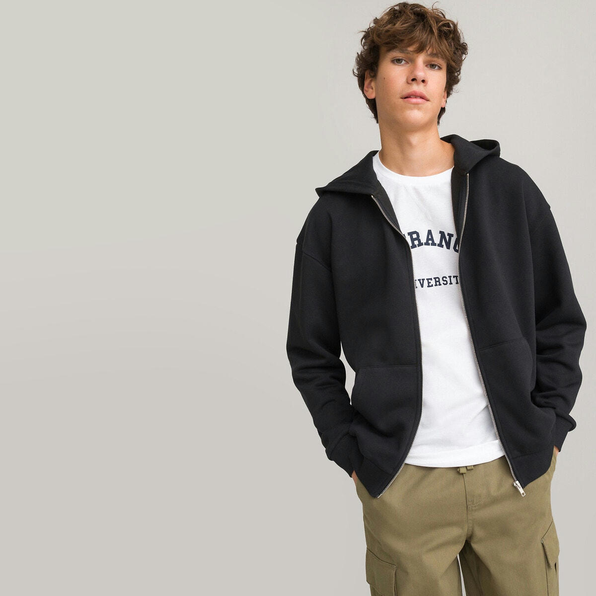 Sweat zippé à capuche oversize en molleton unisexe