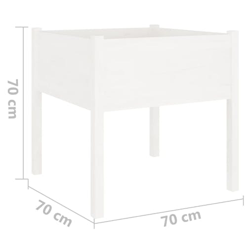 NNEVL Garden Planter White 70x70x70 cm Solid Pinewood