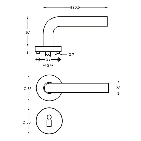 Türdrücker »Vlinder«, D.53x8mm BB-Rosetten
