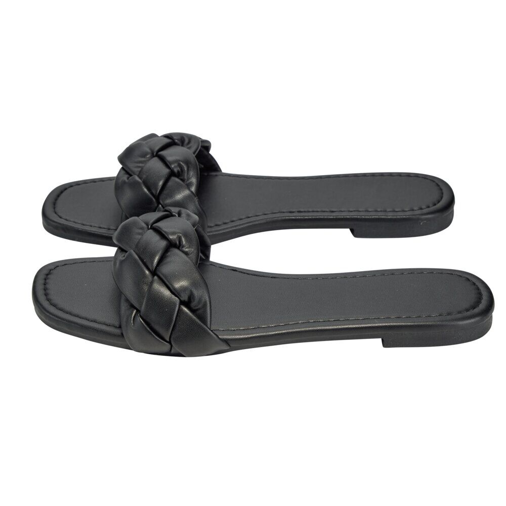 Sandales femme tressées simili noir 37/38