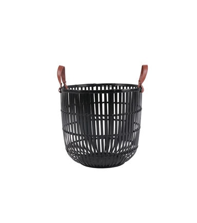 14 Black Bamboo Basket With Handles by Place & Time