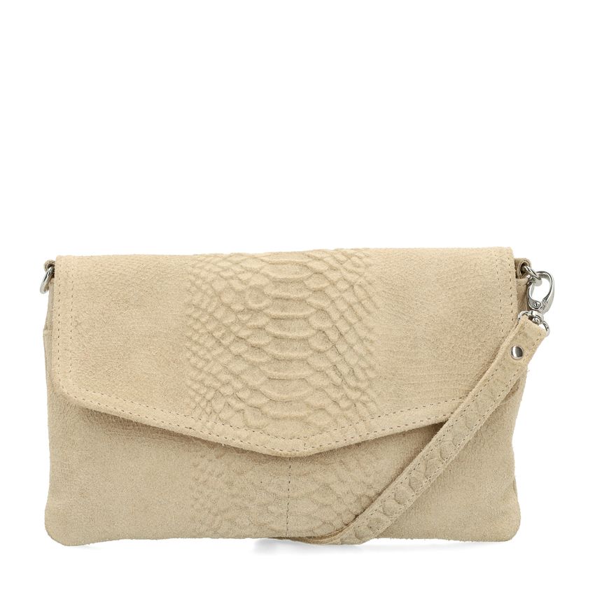 Manfield Beige suède croco clutch