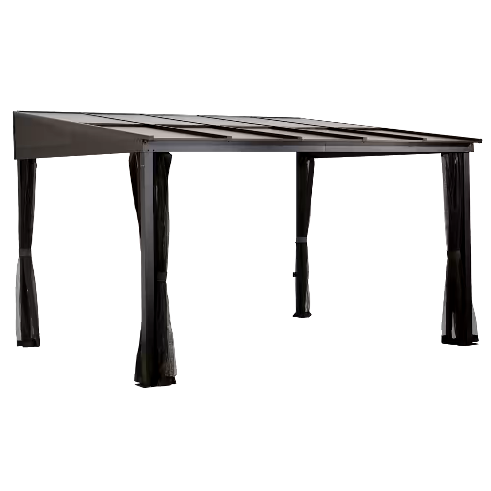 Sojag Pompano Hard Top Wall Mounted Outdoor Patio Gazebo, 10 x 12-ft