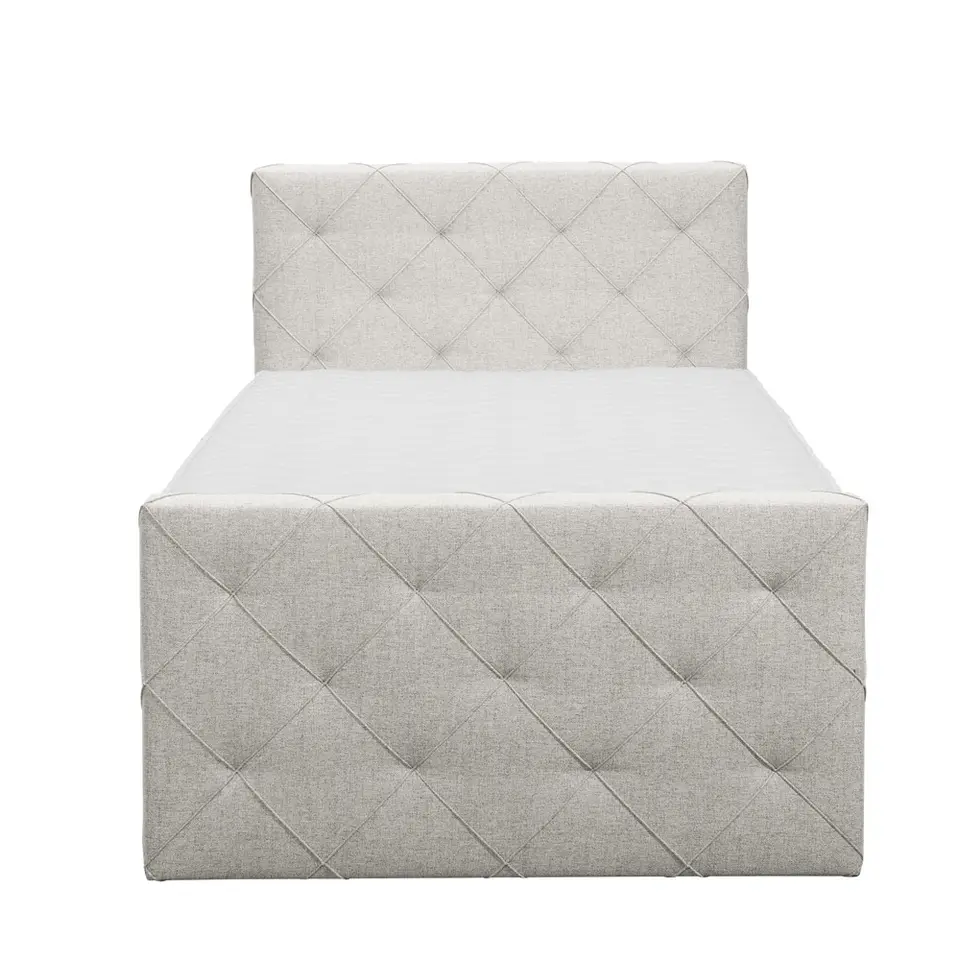 Boxspring met voetbord Liv geruit - ecru - 120x200 cm - vierkante poot