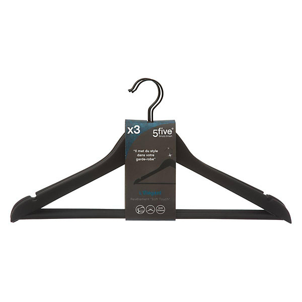 3 cintres en bois Noir Rubber - 5Five