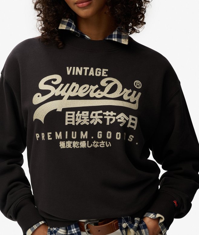 Embellished Vintage Logo Loose Crew Sweatshirt