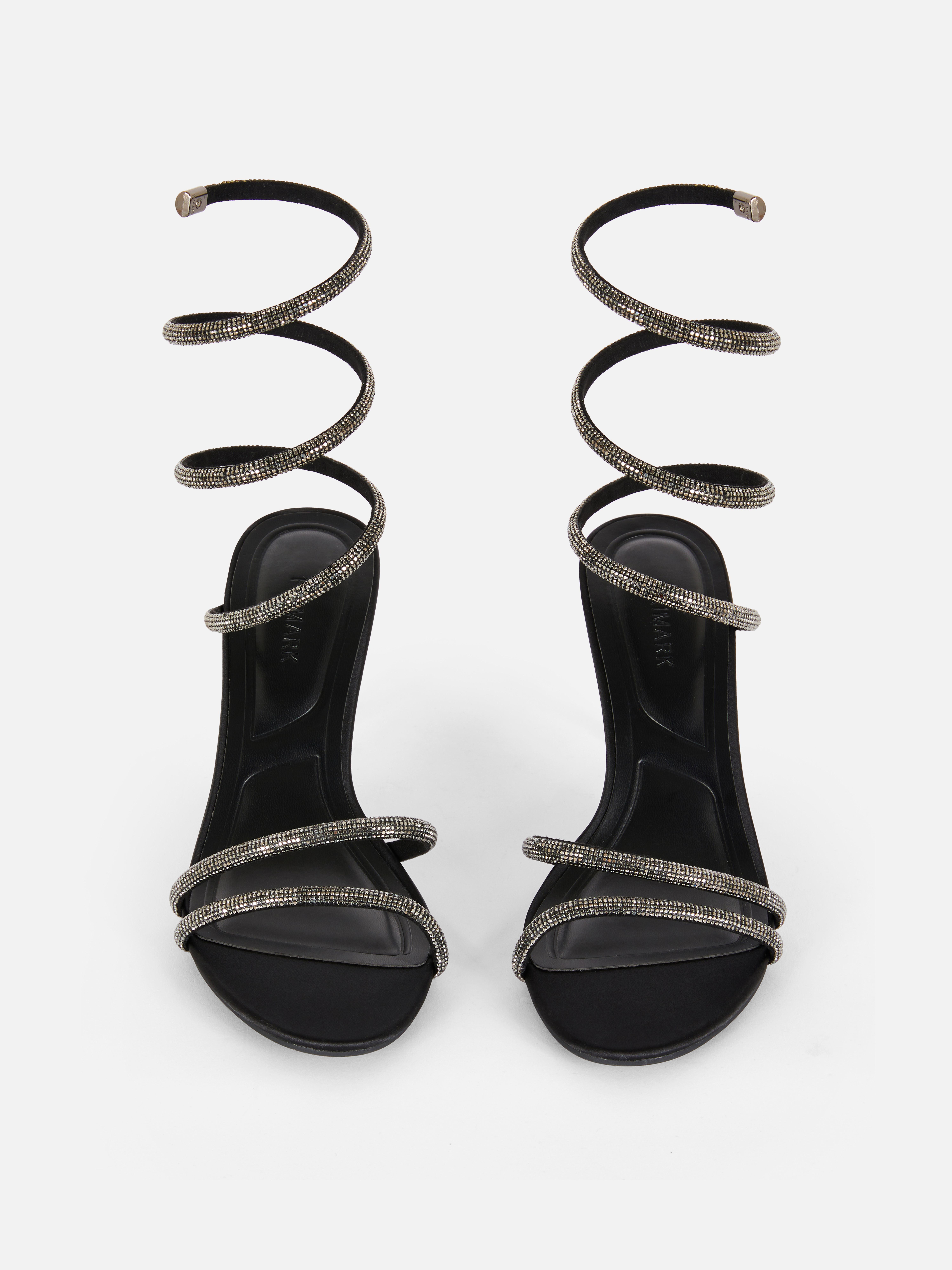 Spiral Diamante Heeled Sandals