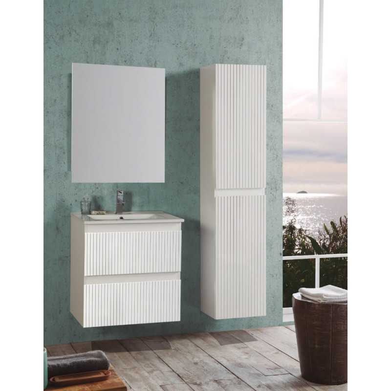 Colonne de salle de bain Manhattan 2 portes blanc brillant 35 cm THYS