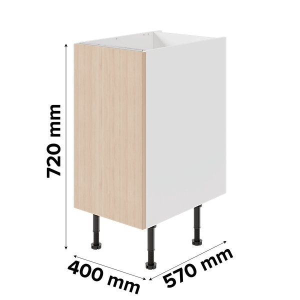 Meuble bas de cuisine avec 1 porte GoodHome Chia effet chêne clair et blanc L. 40 x H. 72 cm