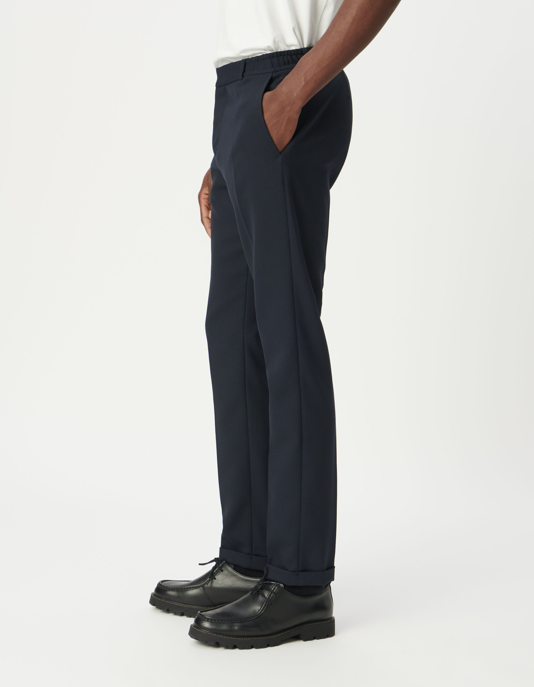 Pantalon de costume marine élastiqué dos Homme