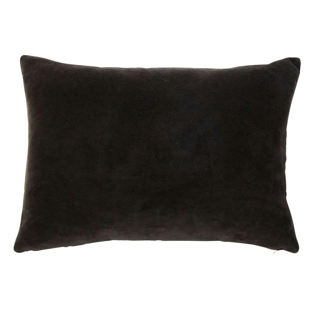 GUSTAVE - Coussin en velours gris motifs graphiques dorés avec broderie 35x50