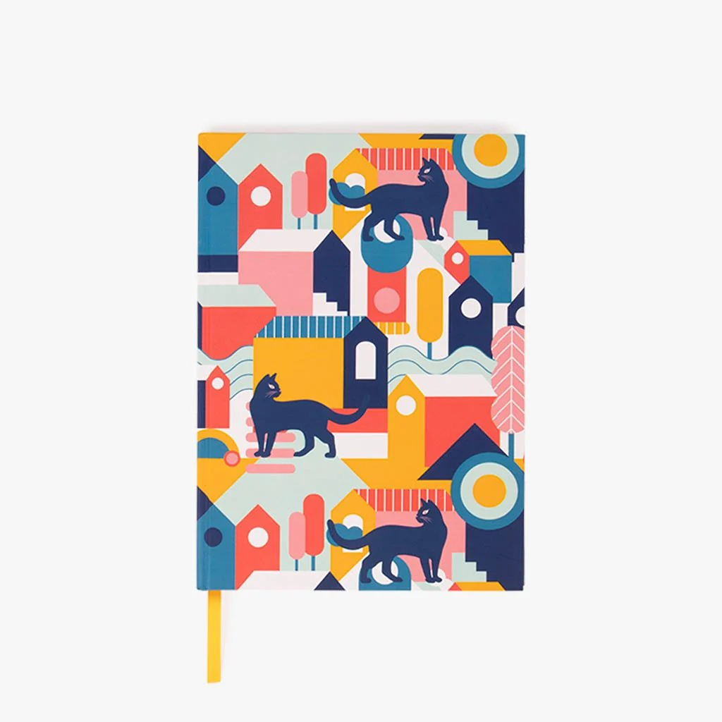Caderno Capa Dura Pautado Gatos A5 CAT IN THE CITY
