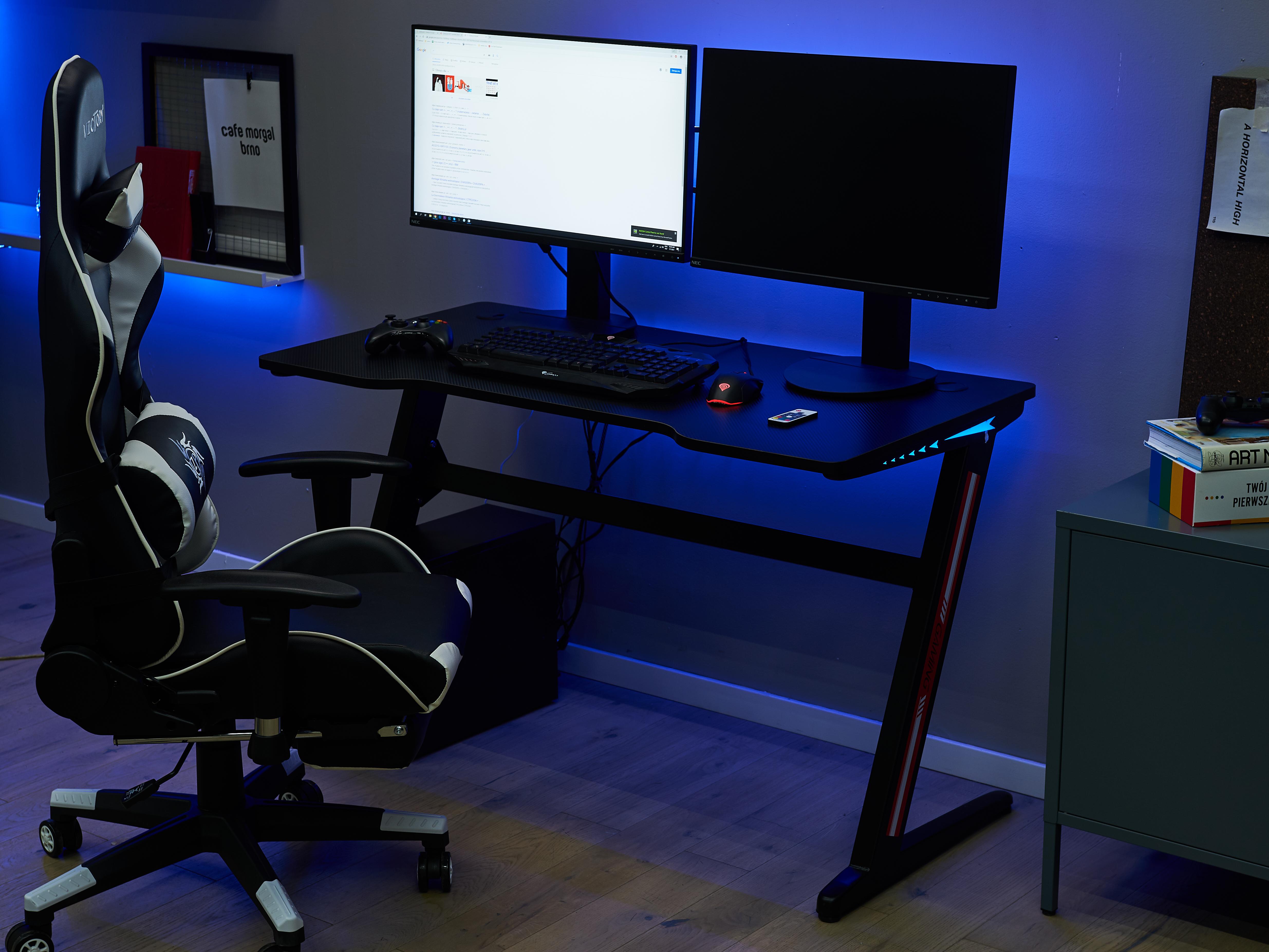 Gaming Desk DARFUR Black 120 cm 60 cm RGB LED