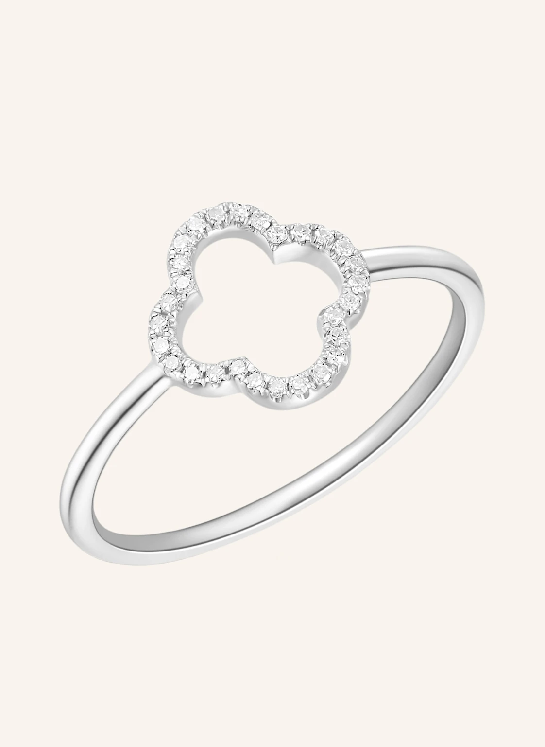 Leaf Ring KLEEBLATT aus 18 Karat Weißgold mit Diamanten