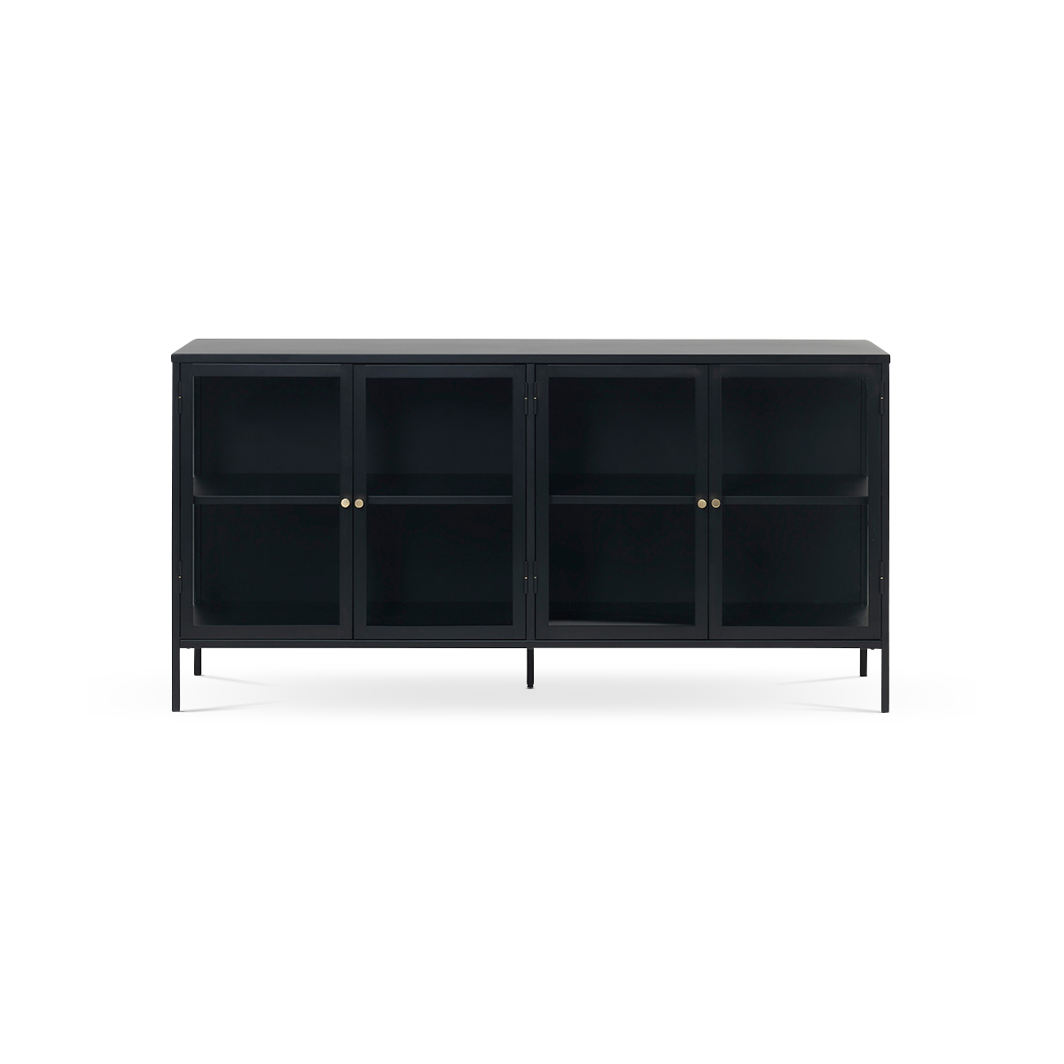 Olivine CarrieMetalen Vitrinekast met Glas - B 170 cm - Zwart