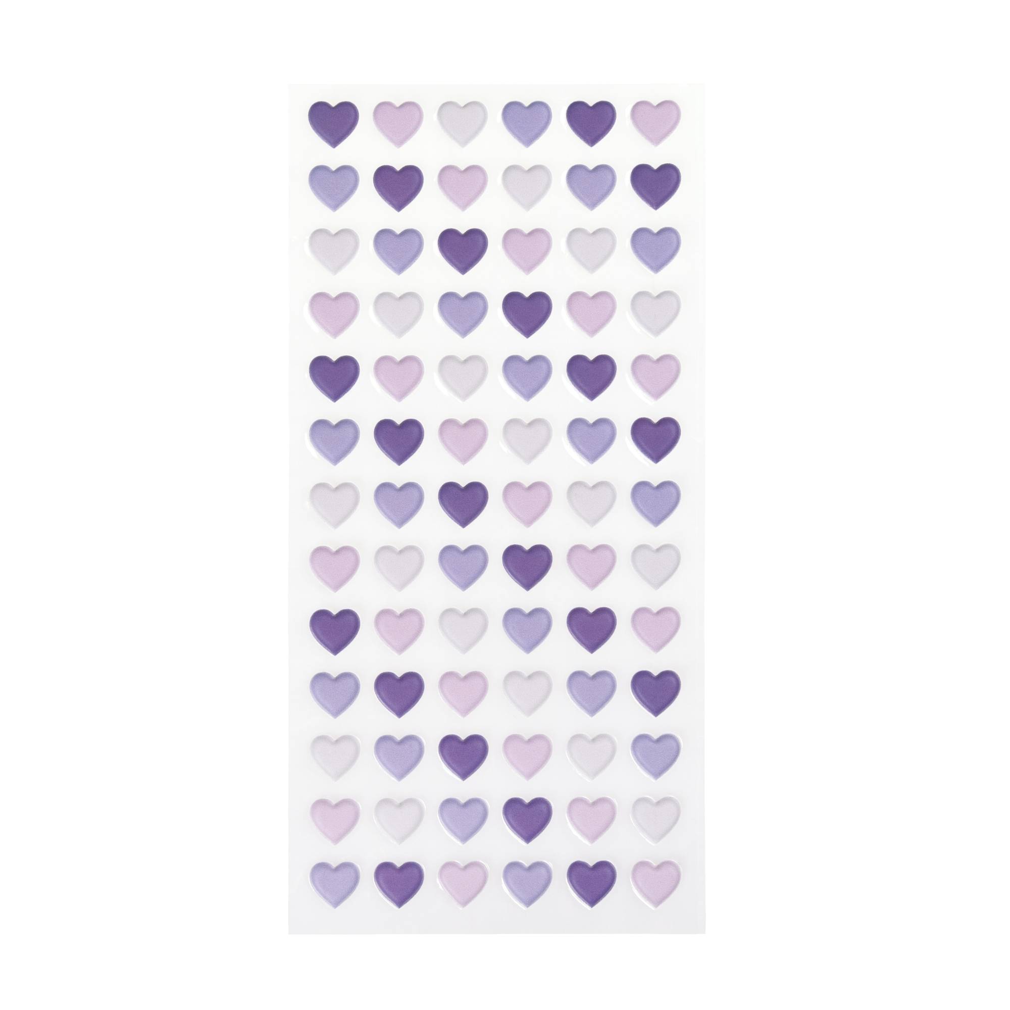 Lilac Heart Puffy Stickers 78 Pack