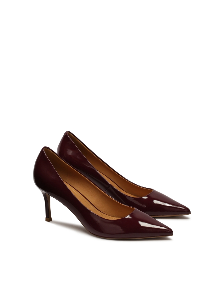 Maroon patent leather pumps
