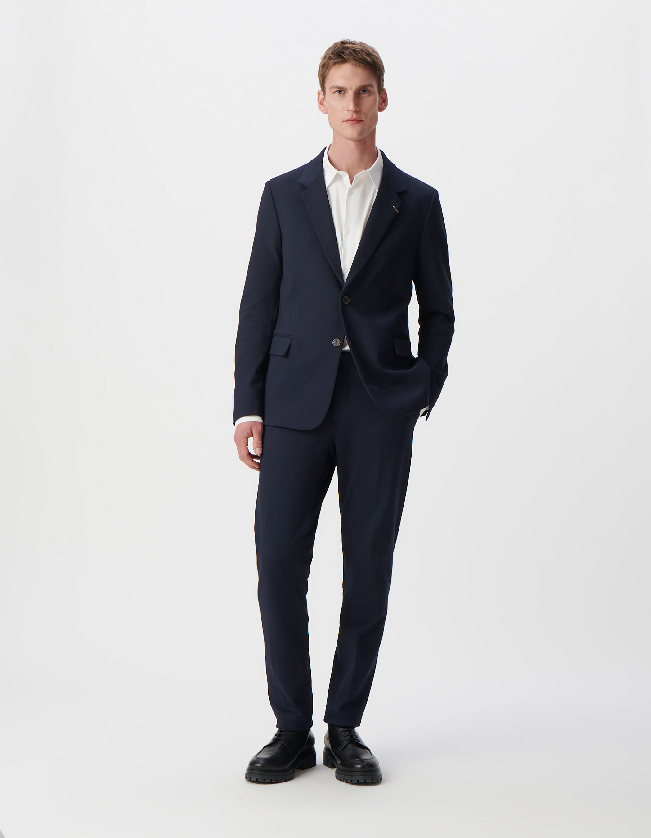 Pantalon de costume SLIM marine maille Milano Homme