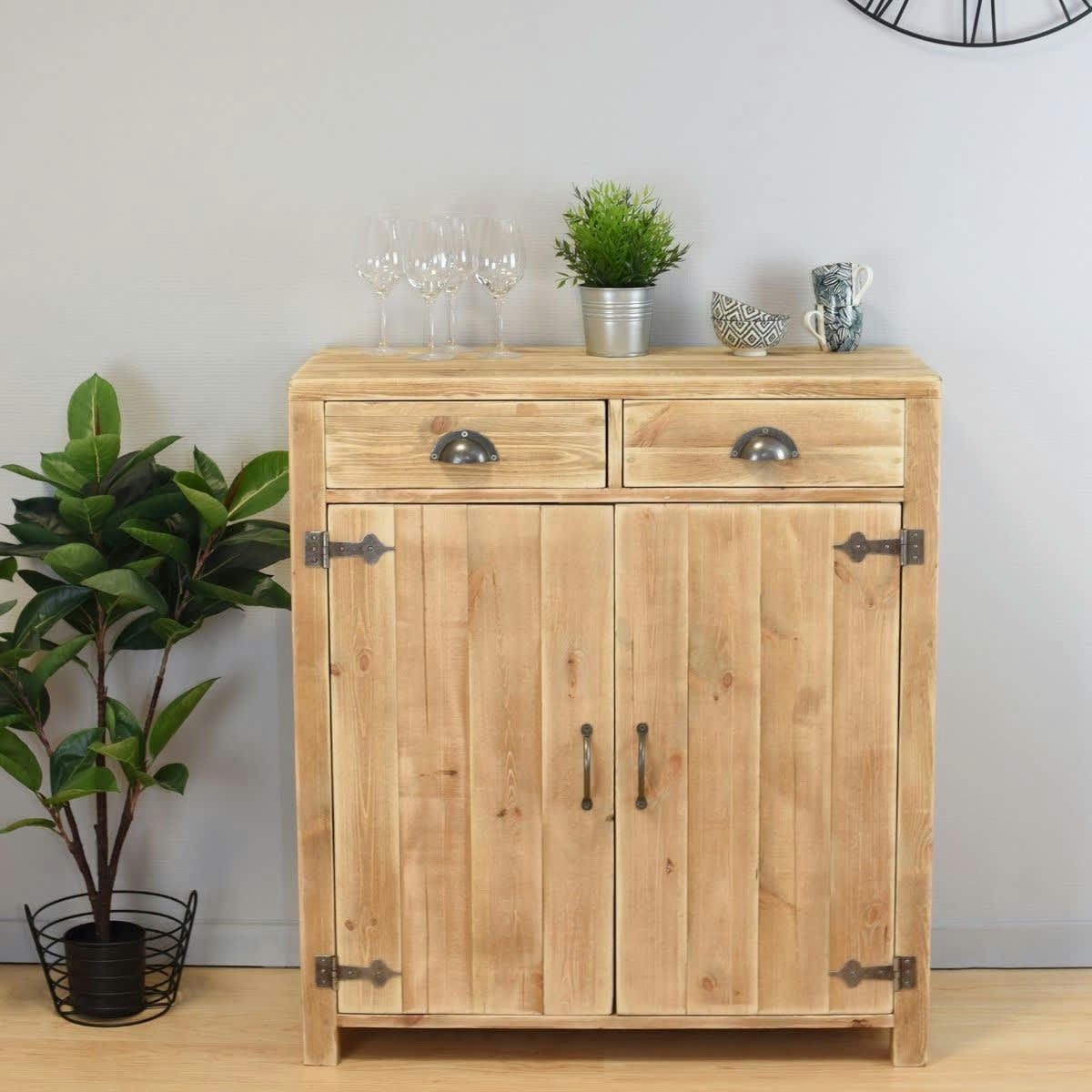 LUCIEN - Buffet 2 portes 2 tiroirs bois massif