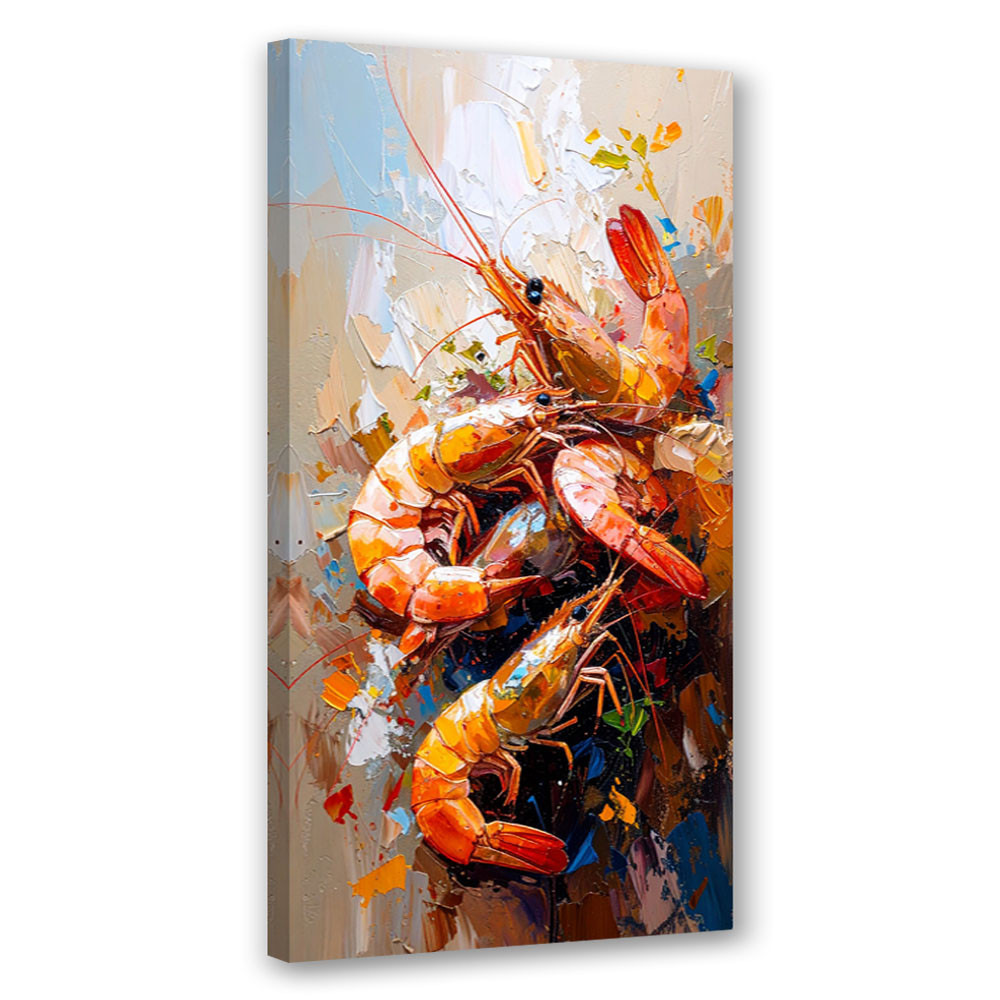 Feeby Obraz do kuchni baru restauracji, Krewetki Owoce morza 40x80