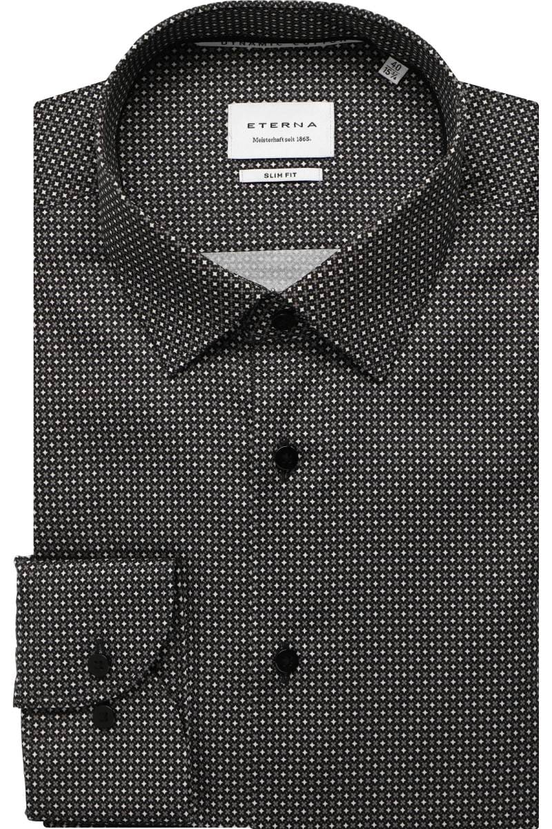 ETERNA Dynamic Cotton Slim Fit Hemd anthrazit, Bedruckt