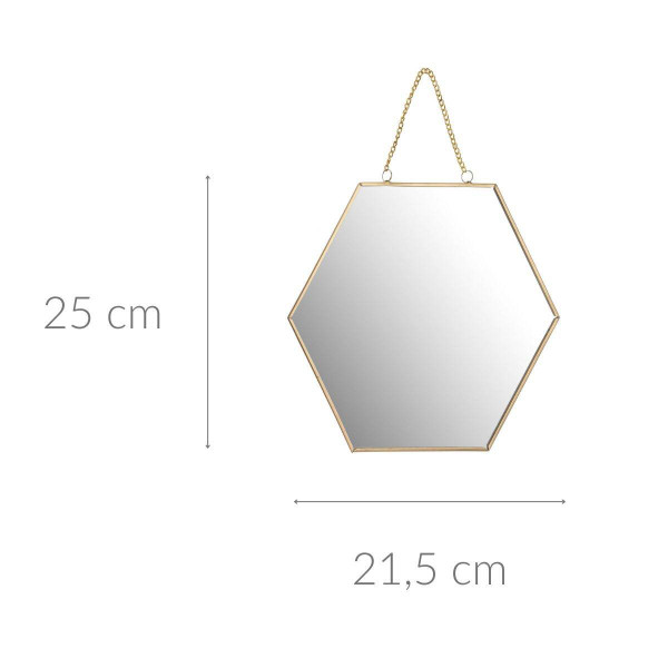 Lustro heksagon na łańcuszku, 21 cm
