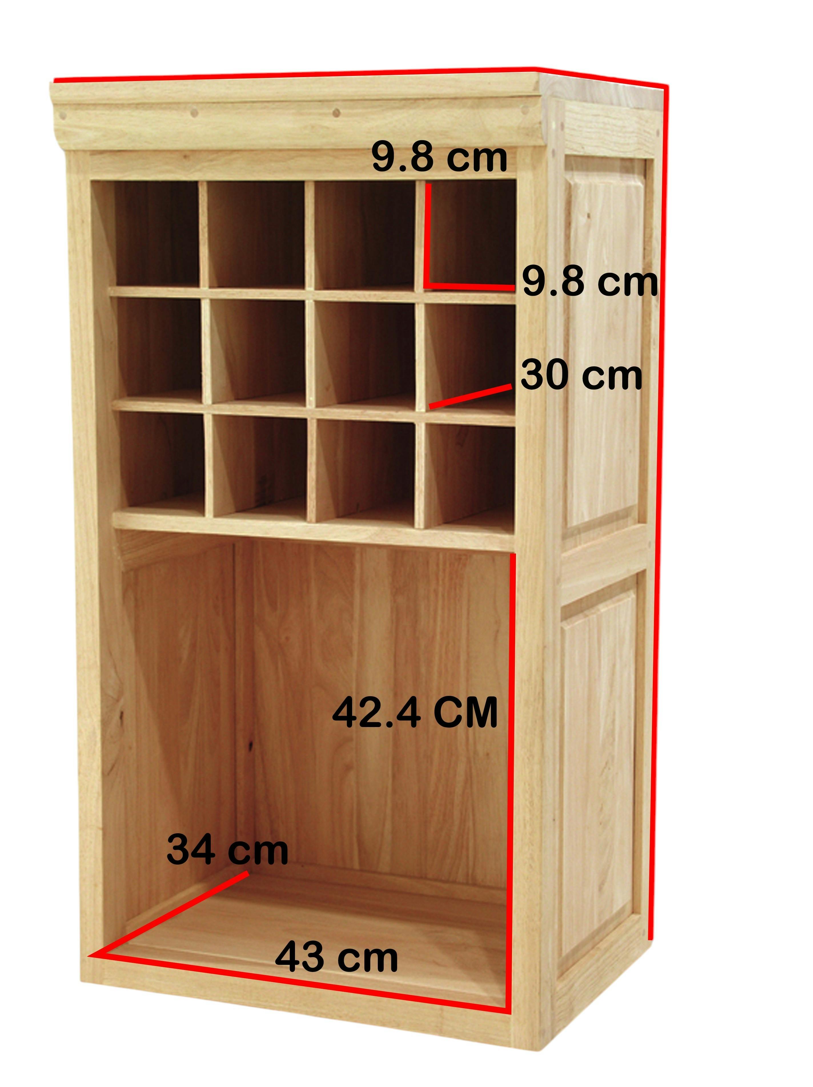 Meuble range bouteilles hévéa 49x38x88cm TRADITION