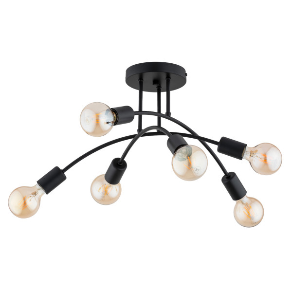Lampa sufitowa czarna LANTI 6xE27x15W wym: 26x55x55 cm Alfa