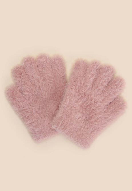 Younger Girls Pink Eyelash Gloves