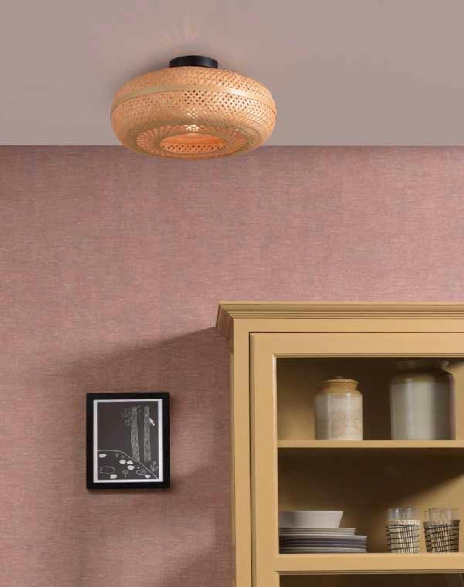 PALAWAN - Plafonnier en bambou naturel D40