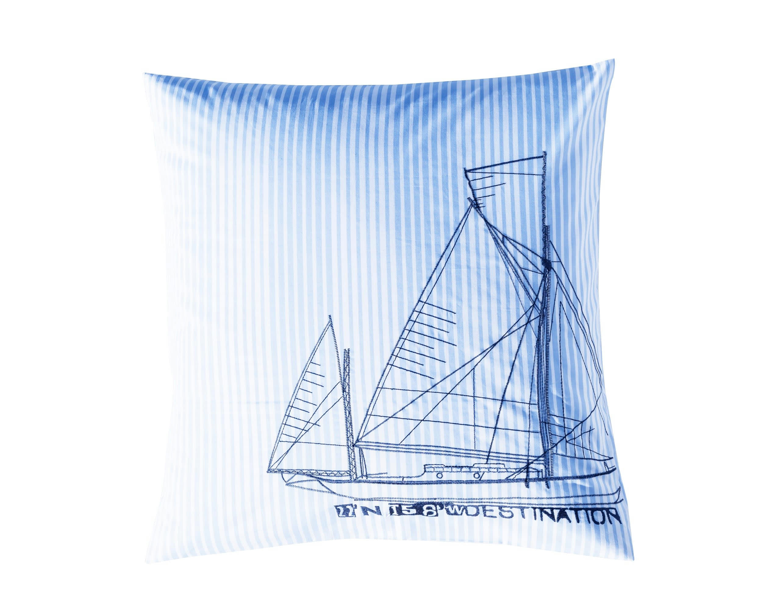 DESTINATION - Taie d'oreiller carrée en coton bleu