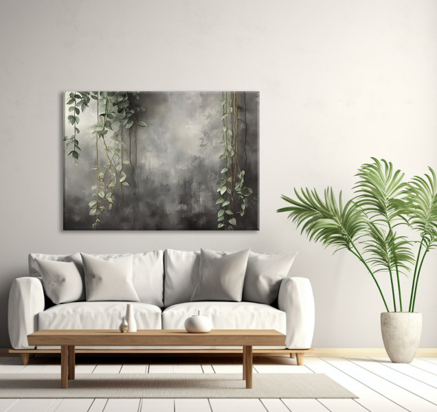Feeby Obraz na płótnie, Liście na tle betonu 60x40