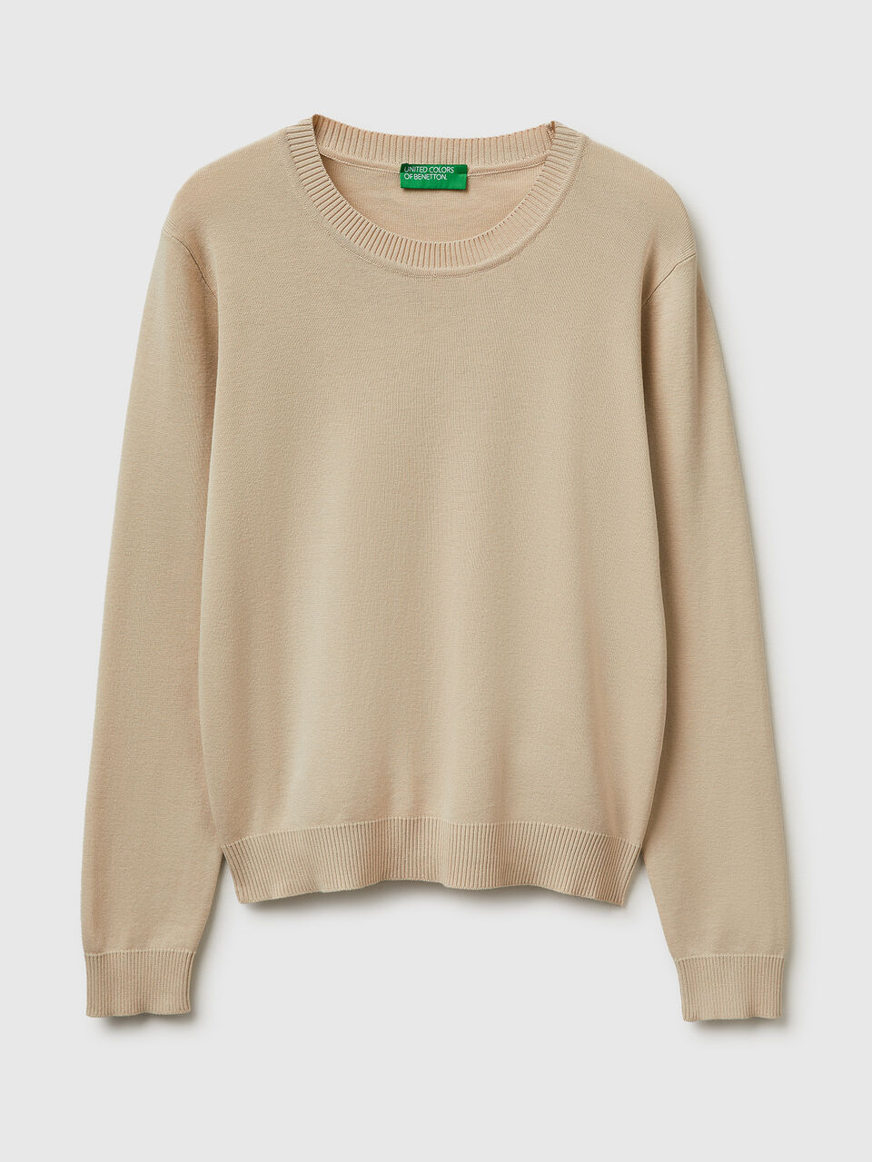 Beige sweater in tricot cotton
