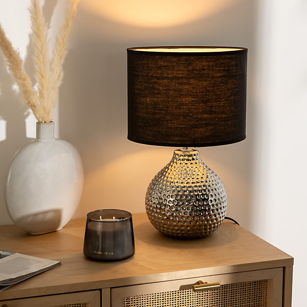 Lampe Mozo argent - céramique H38 cm - Atmosphera
