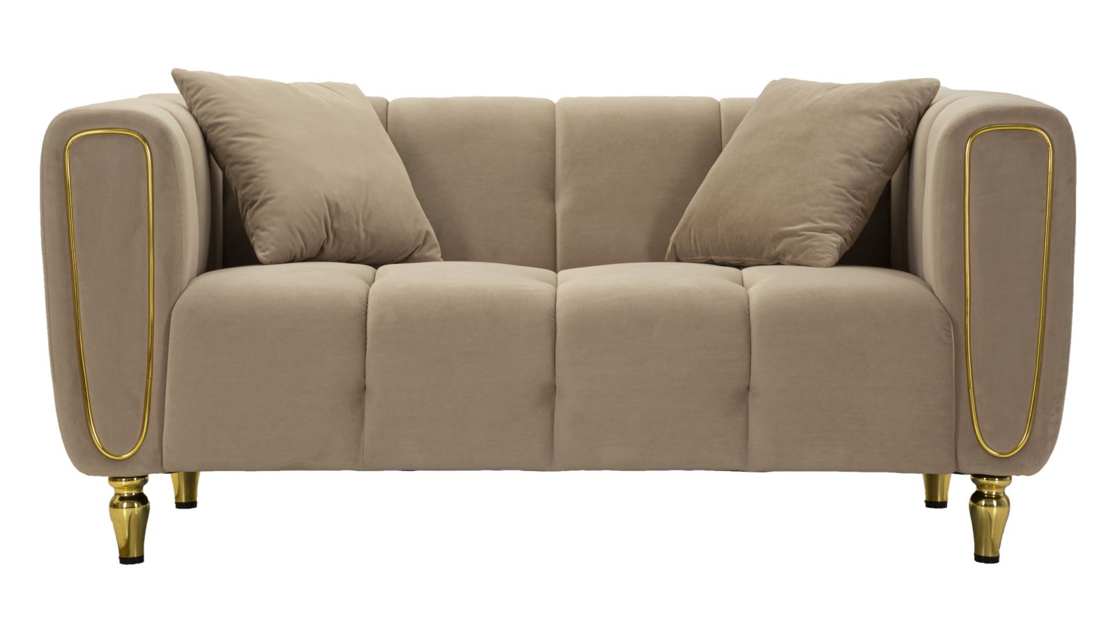 Mauro Ferretti Alma Sofa 2 plaatsen in metaal en fluwelen tortora