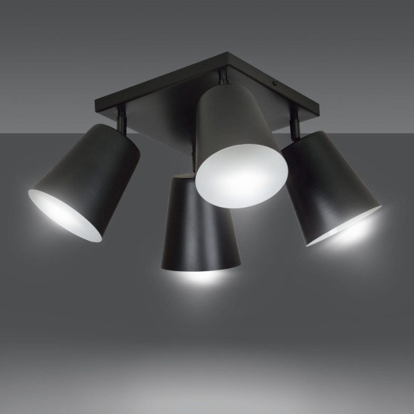 Lampa sufitowa czarno-biała PRISM 4xE27x15W wym: 30x60x60 cm Emibig