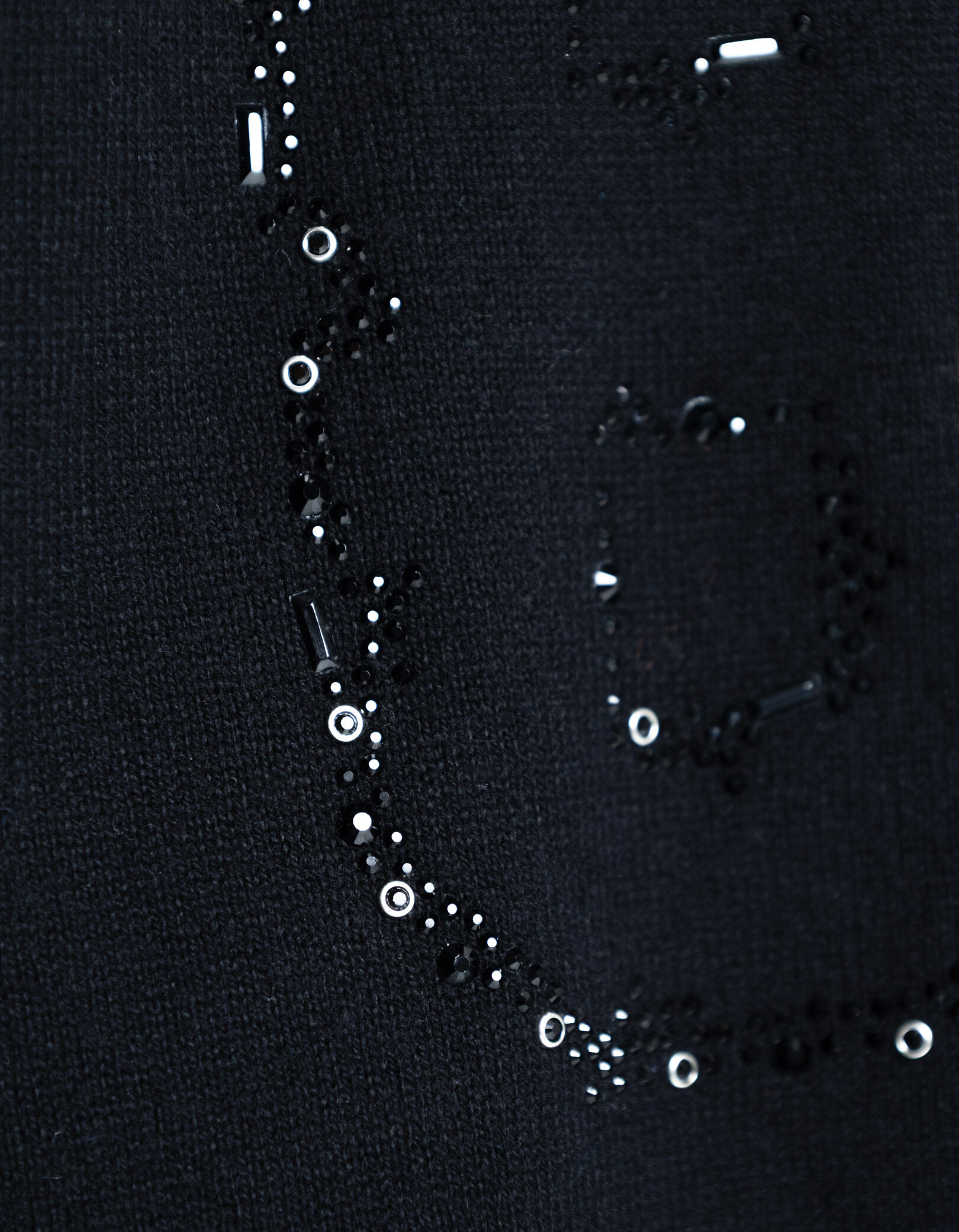 Cardigan capuche noir tricot chiffres strass dos Femme