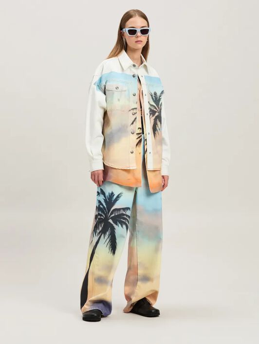 Sunrise Palm baggy denim pants