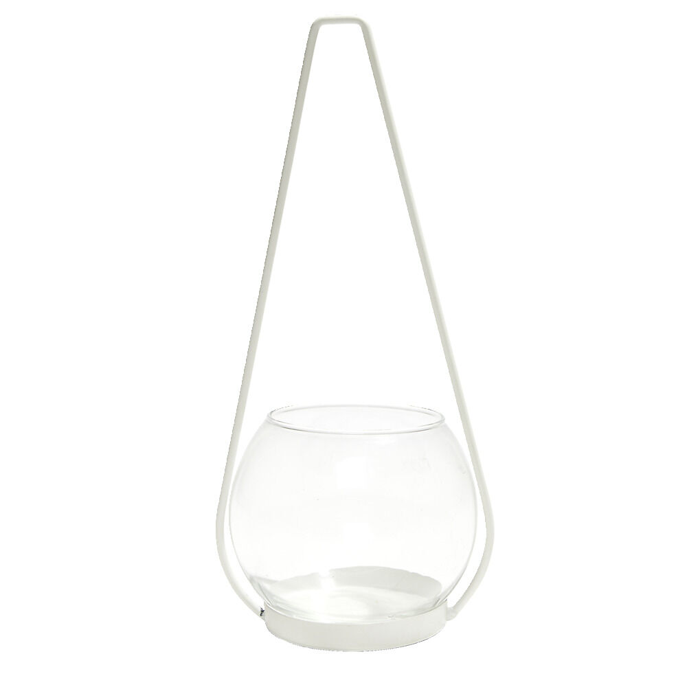Bougeoir en verre avec suspension en métal