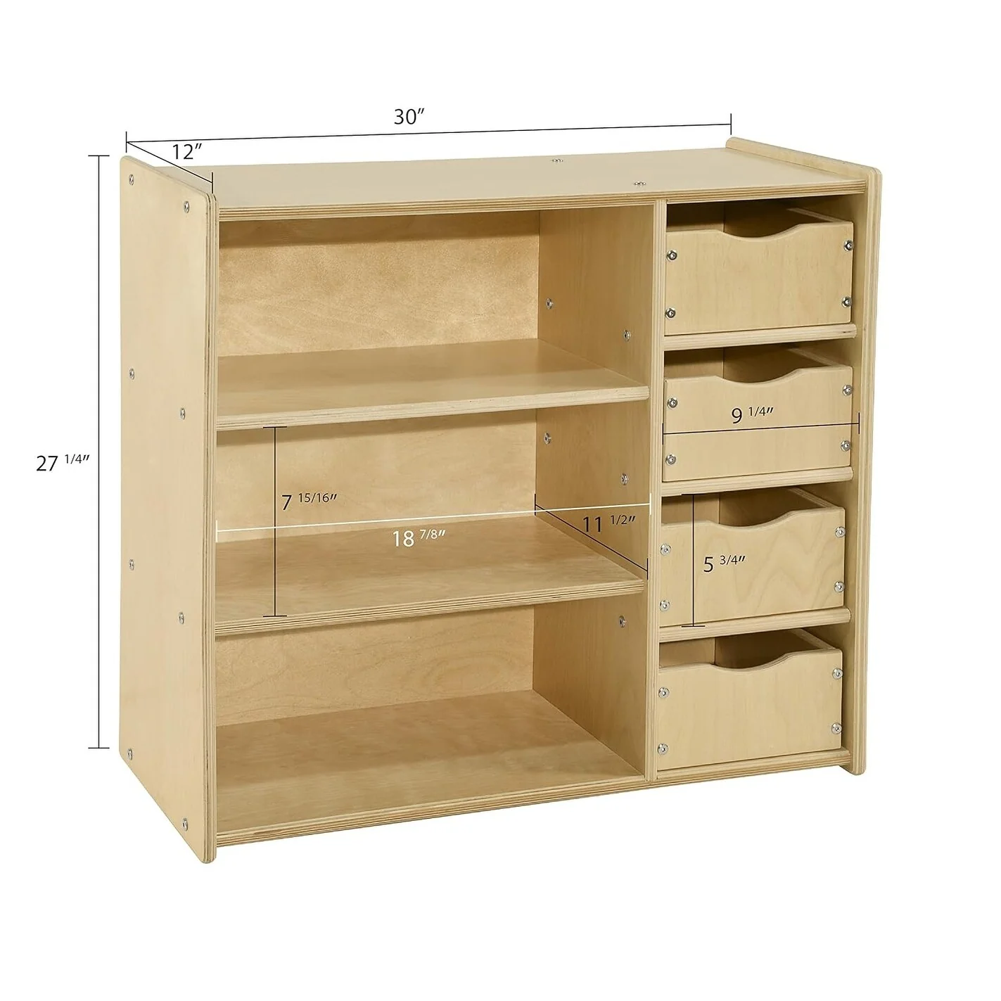 Contender Kids Bookshelf With Drawers, 3 -Tier Wooden Bookcase With Storage for Kids Room Organizer in Natural Finish