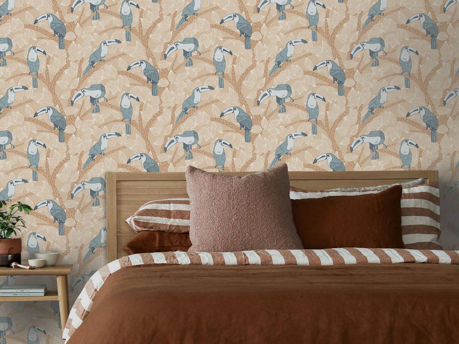 - Papier peint adhésif toucans orange clair 80cmx2m50