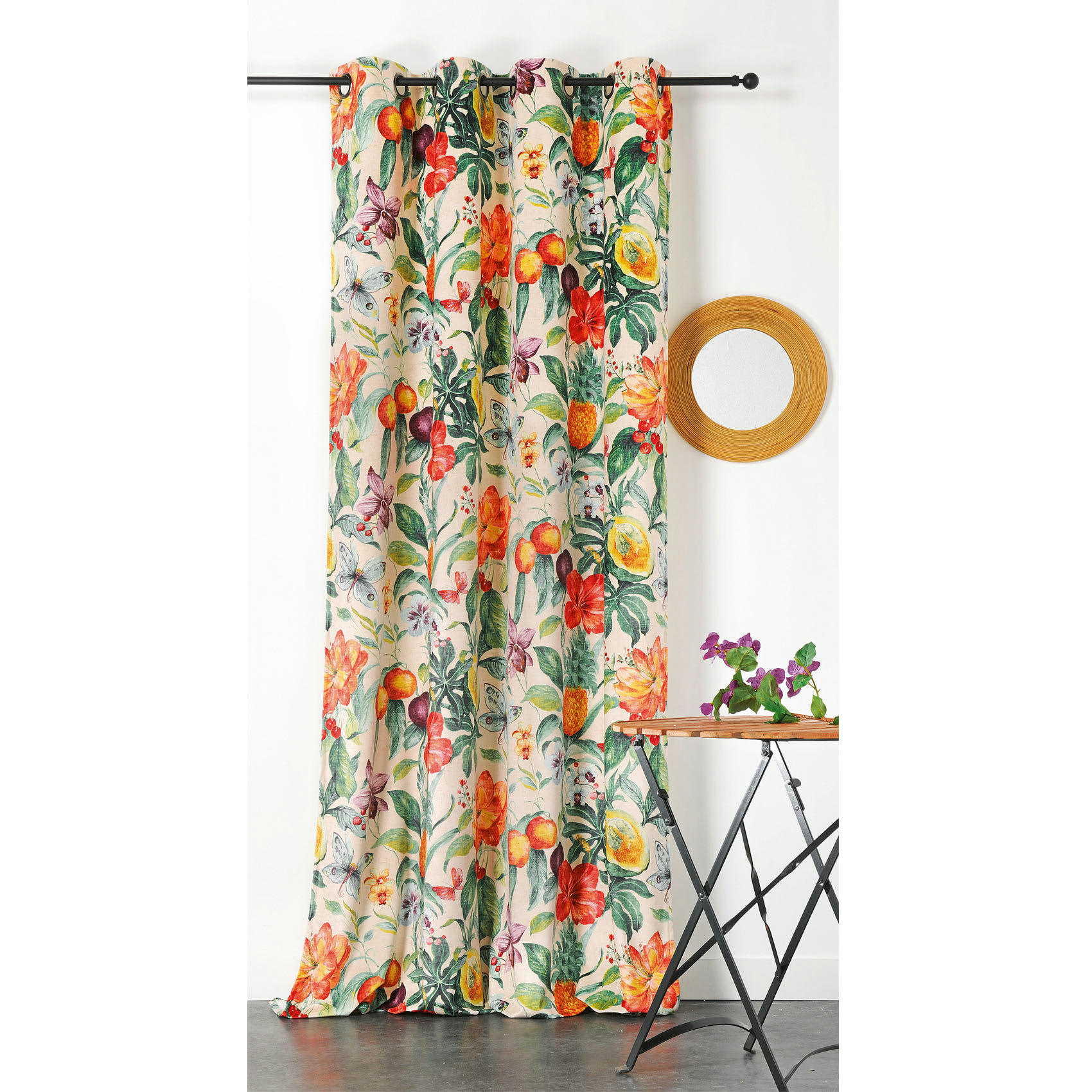 - Voilage tamisant ananas polyester multicolore 260 x 145