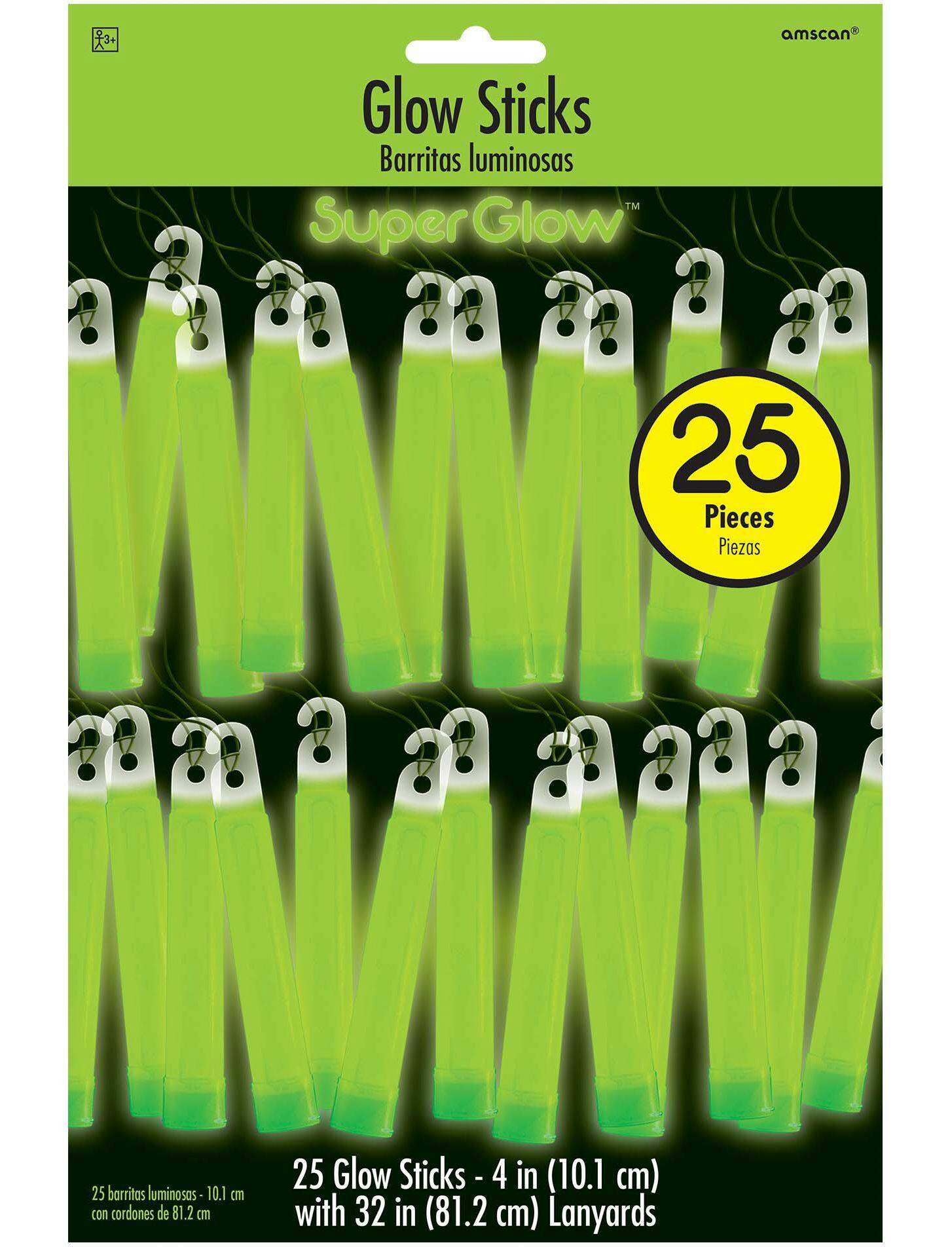 Glow Stick Necklace, Green, 4-in, 25-pk