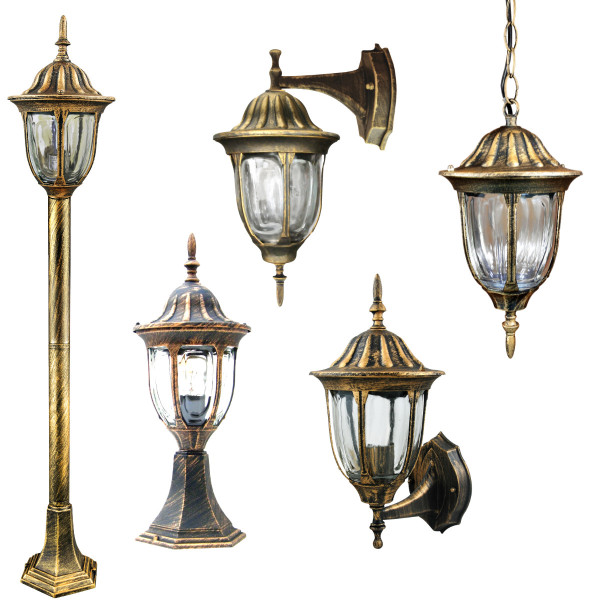 Lampa ogrodowa stojąca złota FLORENCJA wys:37,5 cm 1xE27x20W IP43 Polux